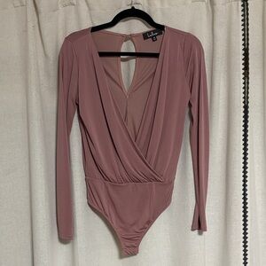 Lulu's Blush Pink Long Sleeve Bodysuit